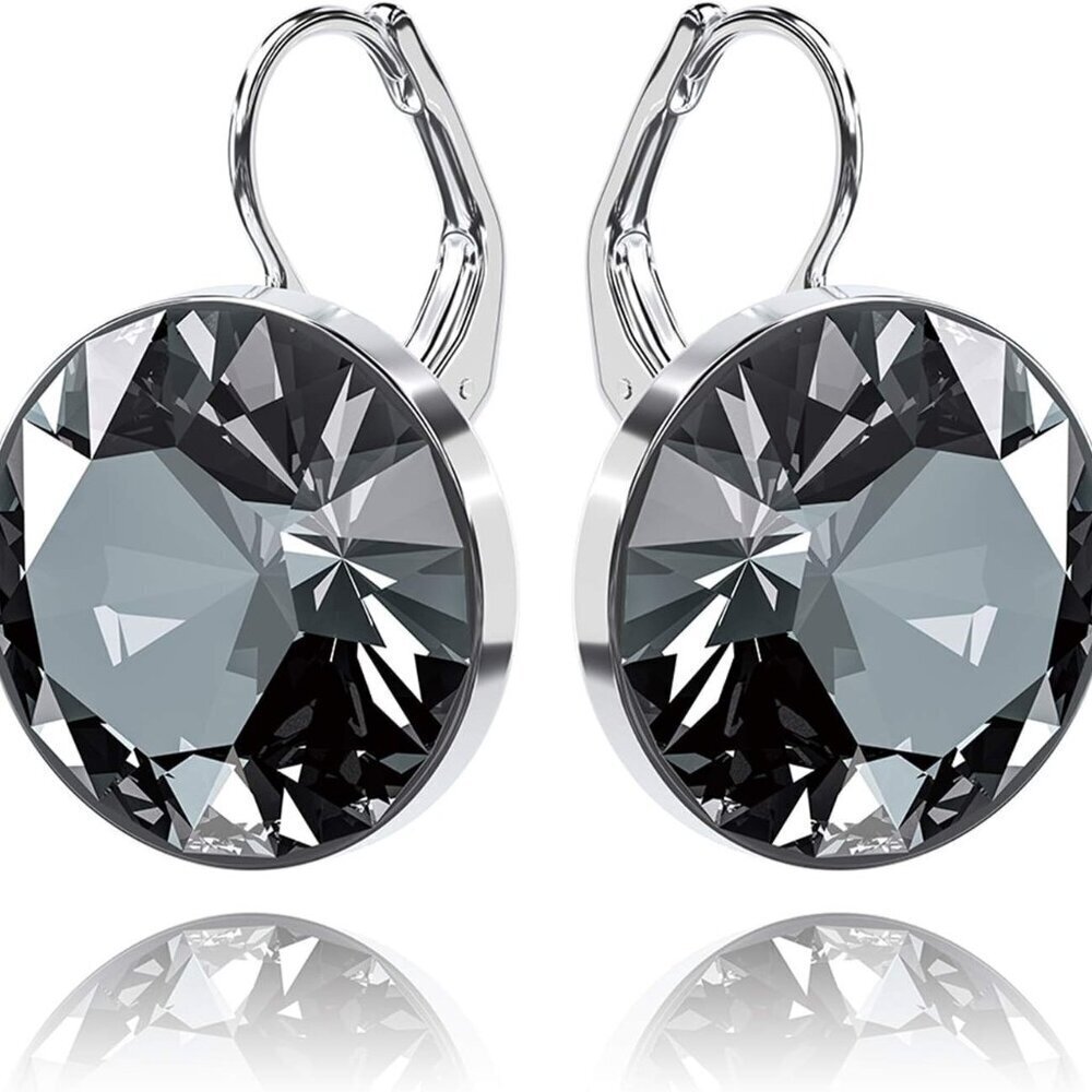 Sterling Silver Earrings Crystals Dangle Drop Strawbeery Silver Night